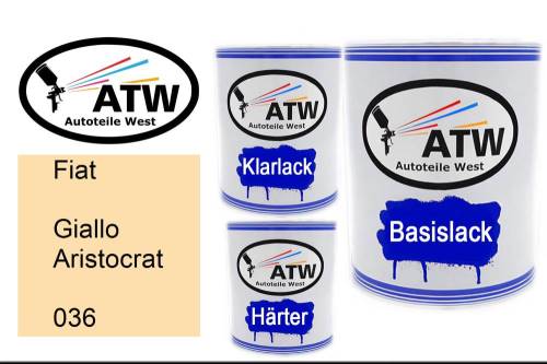 Fiat, Giallo Aristocrat, 036: 1L Lackdose + 1L Klarlack + 500ml Härter - Set, von ATW Autoteile West.